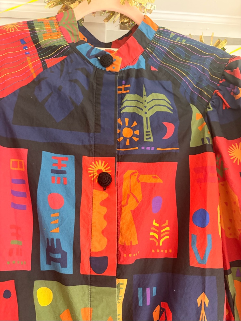 FARM Rio Multicolor Abstract Panel Print Button-Front Blouse - Picture 7 of 11
